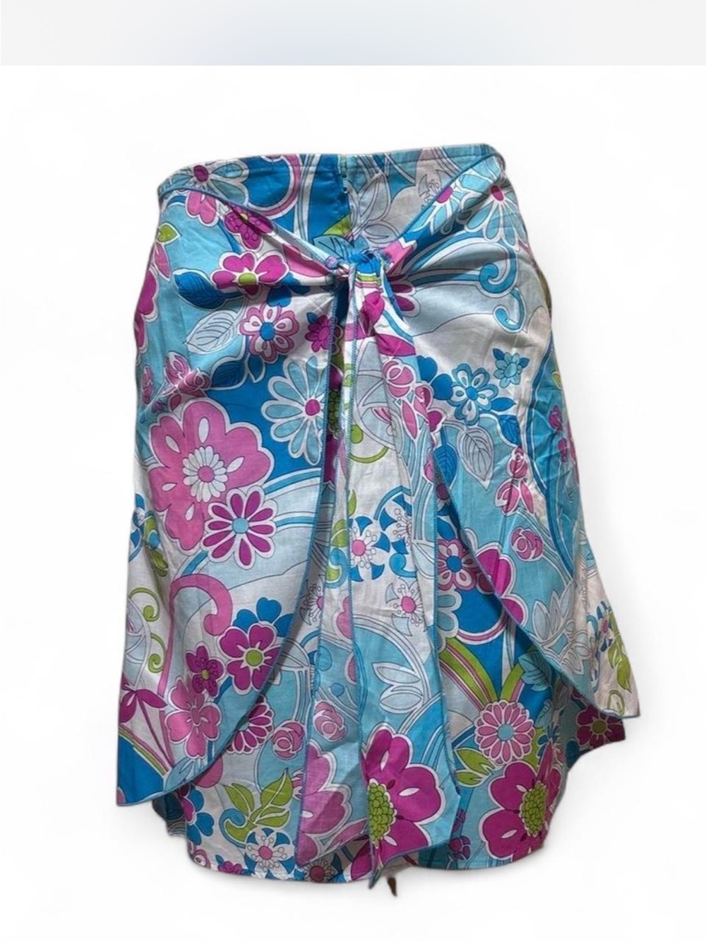 Vintage Deadstock Mod Floral Cotton Wrap Sarong Skirt S #vintage